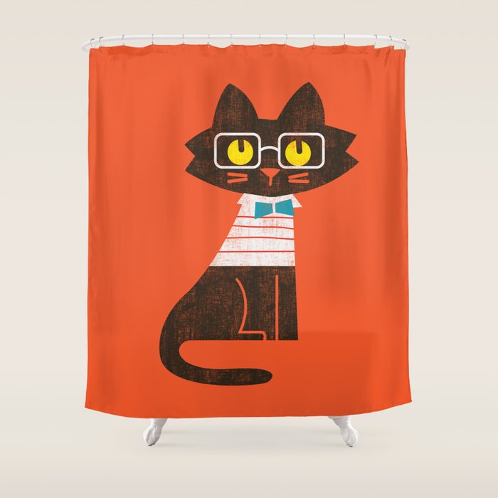 Fitz - Preppy cat Shower Curtain Gallery Image 1