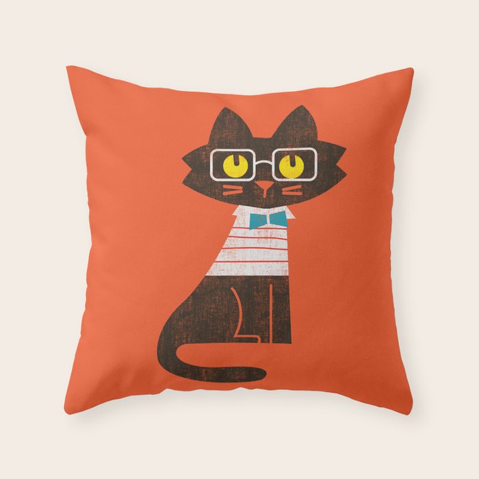 Fitz - Preppy cat Throw Pillow Gallery Image 6