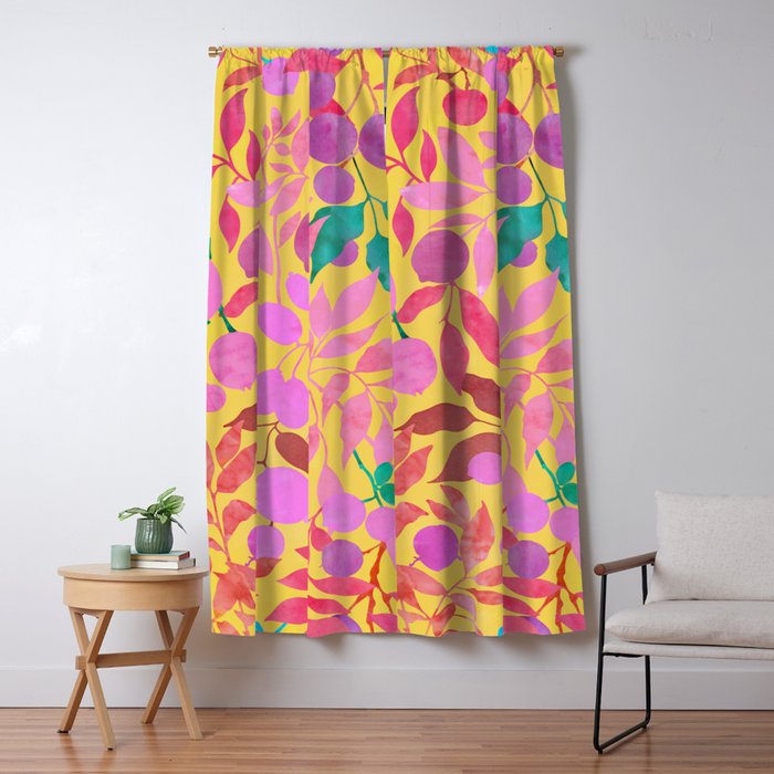 Exotic Fruit Garden Tropical Summer Foliage And Fruit Yellow Window Curtain Gallery Image 5