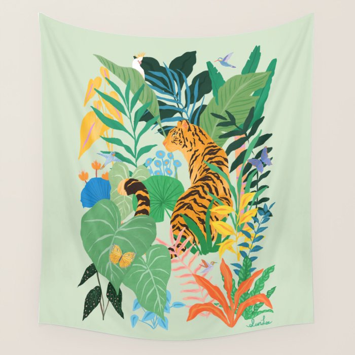 Tiger in Jungle  Wall Tapestry Gallery Image 4