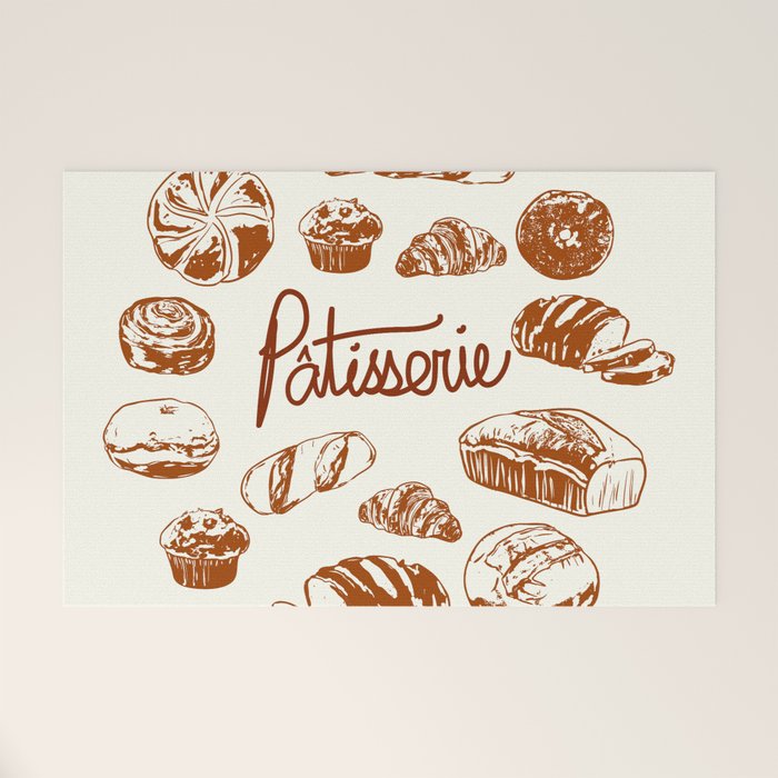 Vintage French Patisserie Bread Bakery Illustration Welcome Mat Gallery Image 1