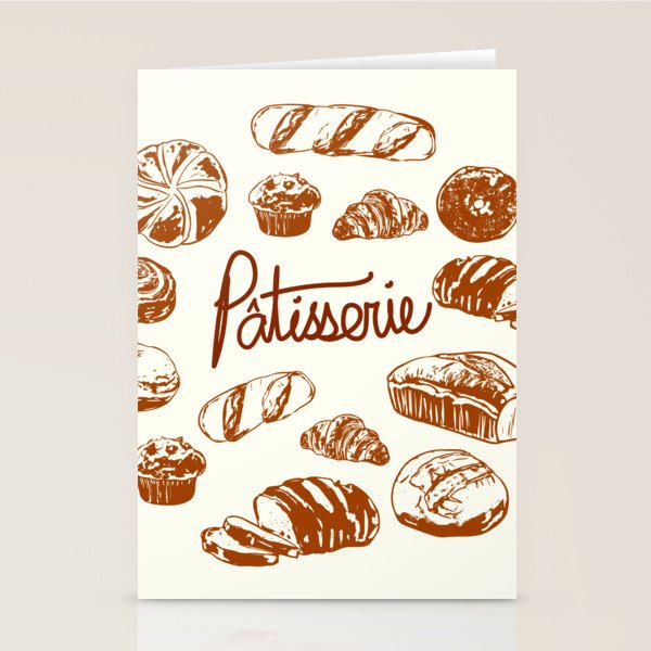 Vintage French Patisserie Bread Bakery Illustration Stationery Card Gallery Image 2