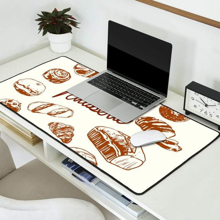 Vintage French Patisserie Bread Bakery Illustration Desk Mat Gallery Image 2