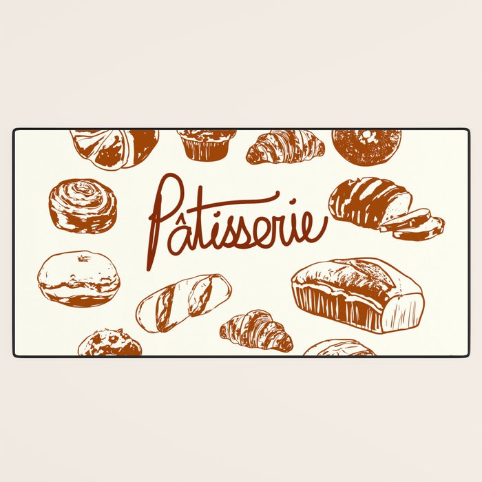 Vintage French Patisserie Bread Bakery Illustration Desk Mat Gallery Image 3