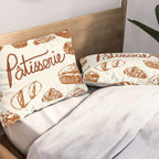 Vintage French Patisserie Bread Bakery Illustration Pillow Sham Gallery Image 2