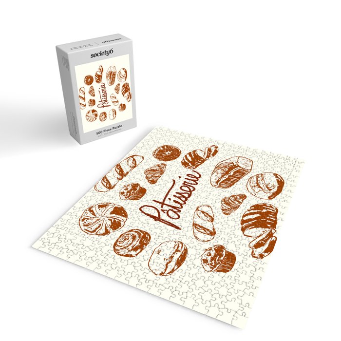 Vintage French Patisserie Bread Bakery Illustration Jigsaw Puzzle Gallery Image 2