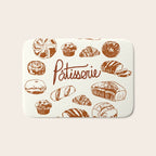 Vintage French Patisserie Bread Bakery Illustration Bath Mat Gallery Image 1