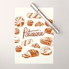Vintage French Patisserie Bread Bakery Illustration Wrapping Paper Gallery Image 1