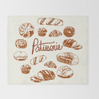 Vintage French Patisserie Bread Bakery Illustration Throw Blanket Gallery Image 2