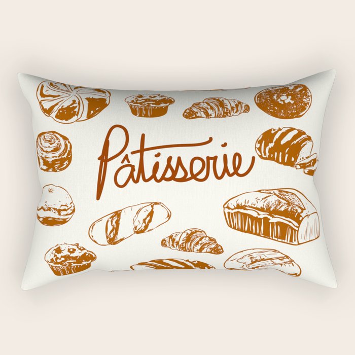 Vintage French Patisserie Bread Bakery Illustration Rectangular Pillow Gallery Image 2