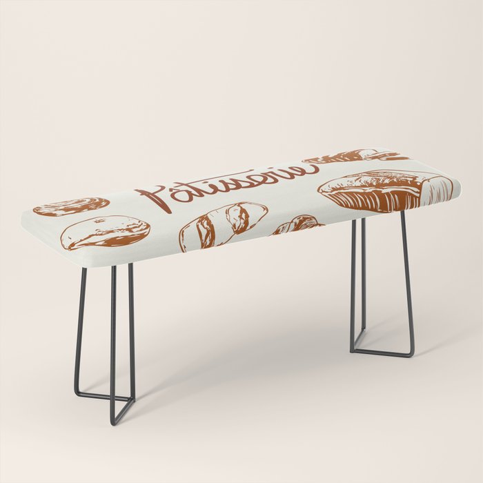Vintage French Patisserie Bread Bakery Illustration Bench Gallery Image 1