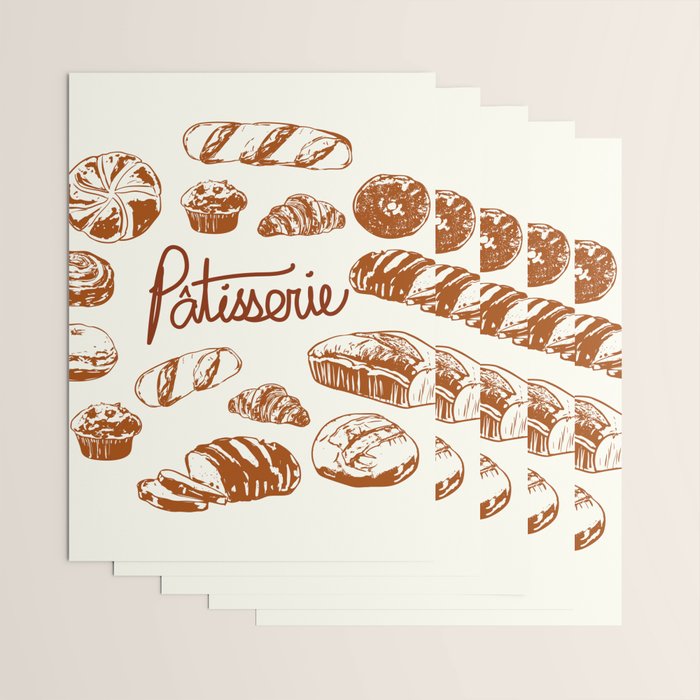 Vintage French Patisserie Bread Bakery Illustration Wrapping Paper Gallery Image 3