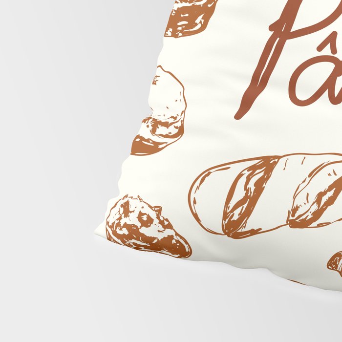 Vintage French Patisserie Bread Bakery Illustration Pillow Sham Gallery Image 4