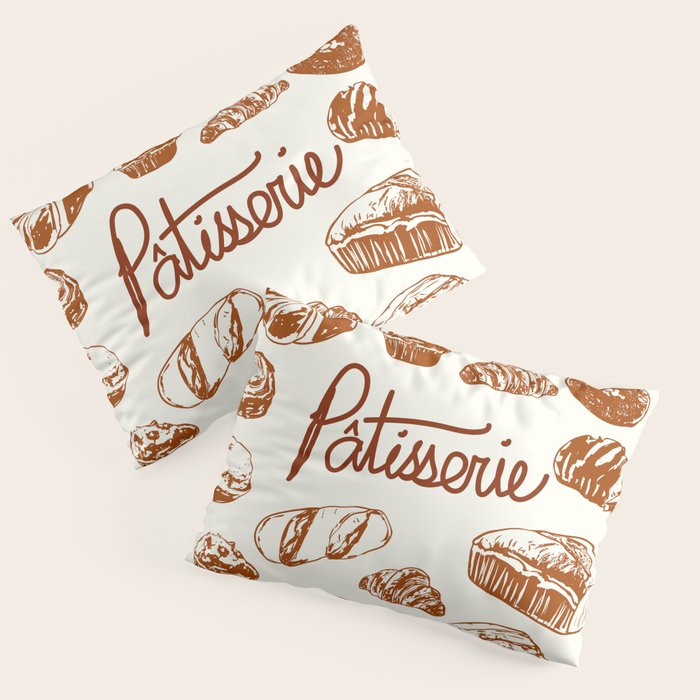 Vintage French Patisserie Bread Bakery Illustration Pillow Sham Gallery Image 3