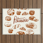 Vintage French Patisserie Bread Bakery Illustration Outdoor Rug Gallery Image 1
