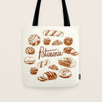 Vintage French Patisserie Bread Bakery Illustration Tote Bag Gallery Image 1