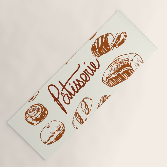 Vintage French Patisserie Bread Bakery Illustration Yoga Mat Gallery Image 1