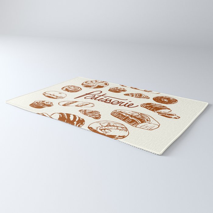 Vintage French Patisserie Bread Bakery Illustration Rug Gallery Image 3