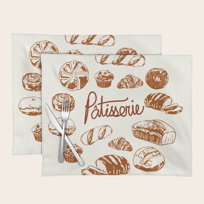 Vintage French Patisserie Bread Bakery Illustration Placemat Gallery Image 1