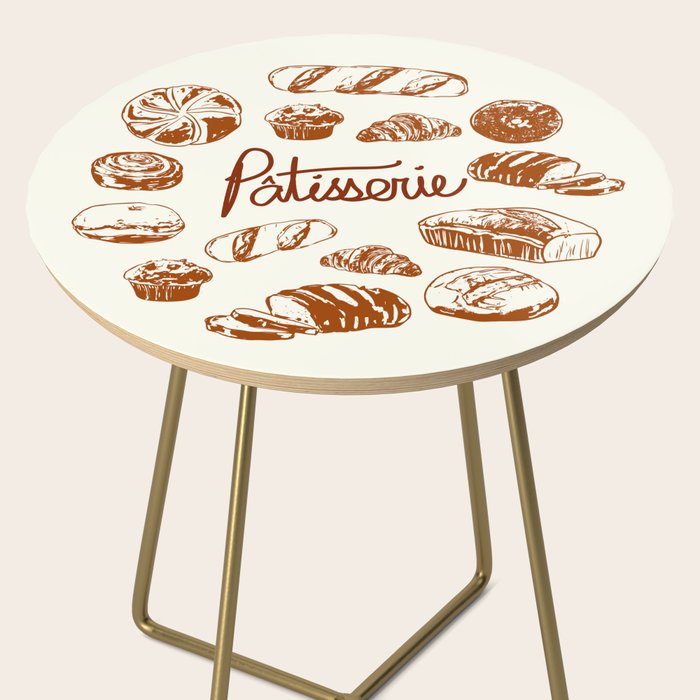 Vintage French Patisserie Bread Bakery Illustration Side Table Gallery Image 2