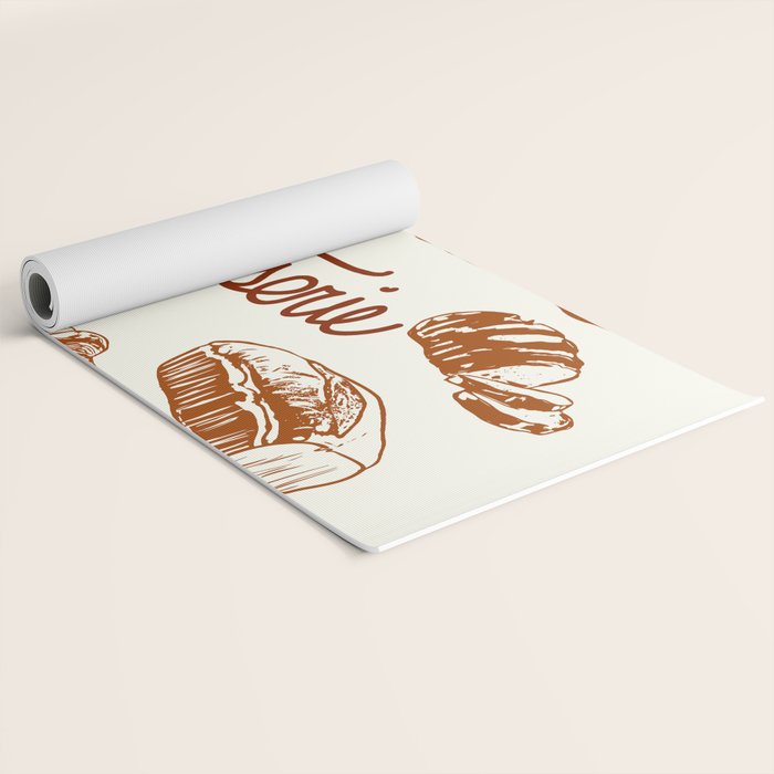 Vintage French Patisserie Bread Bakery Illustration Yoga Mat Gallery Image 2