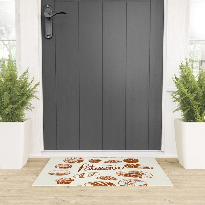 Vintage French Patisserie Bread Bakery Illustration Welcome Mat Gallery Image 3