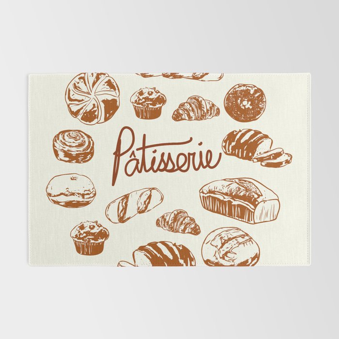 Vintage French Patisserie Bread Bakery Illustration Rug Gallery Image 2