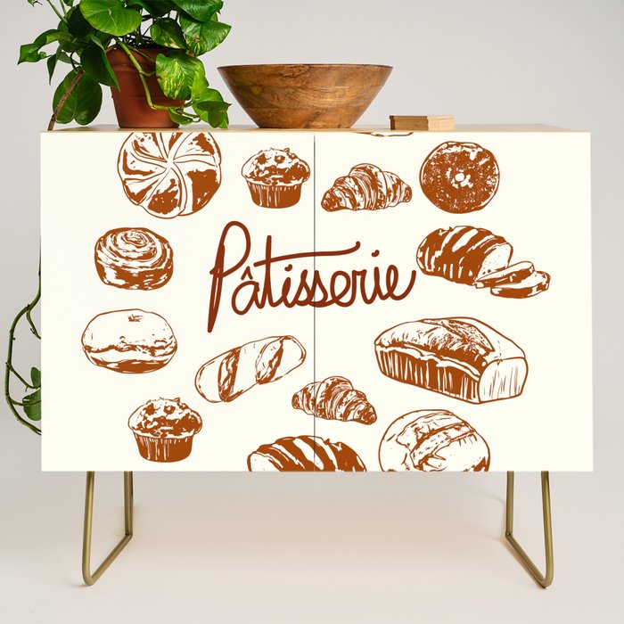 Vintage French Patisserie Bread Bakery Illustration Credenza Gallery Image 1