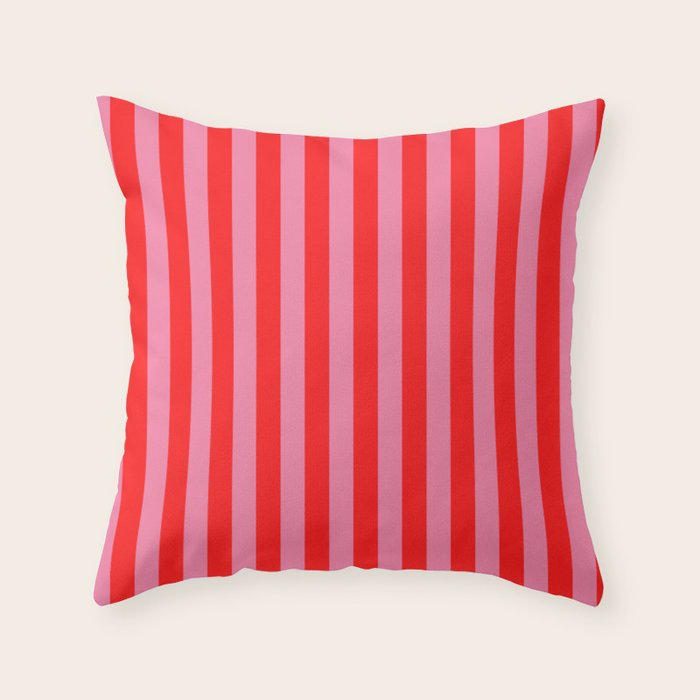 bougie pink red stripe Throw Pillow Gallery Image 6
