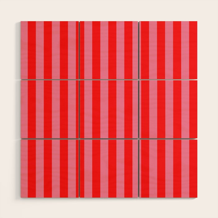bougie pink red stripe Wood Wall Art Gallery Image 1