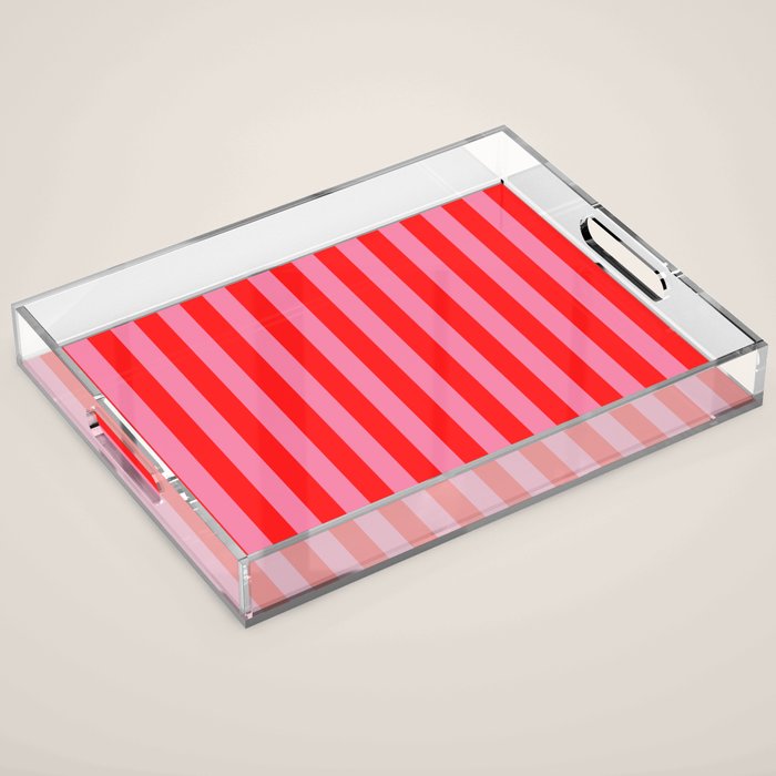 bougie pink red stripe Acrylic Tray Gallery Image 1