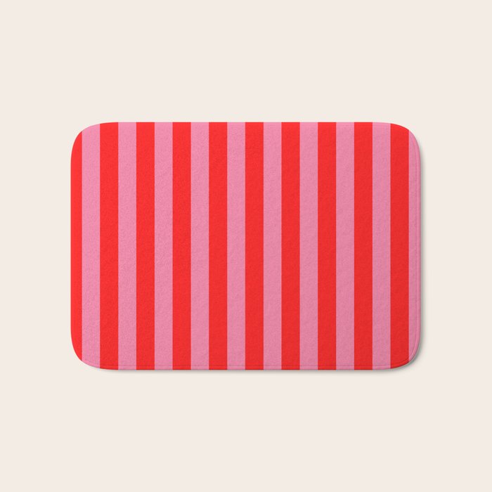 bougie pink red stripe Bath Mat Gallery Image 1