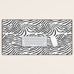 Black and white zebra stripe print art pattern Desk Mat Gallery Image 1