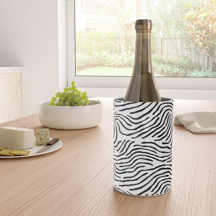 Black and white zebra stripe print art pattern Wine Chiller Gallery Image 4