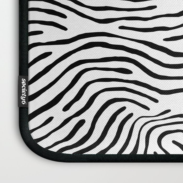 Black and white zebra stripe print art pattern Laptop Sleeve Gallery Image 3