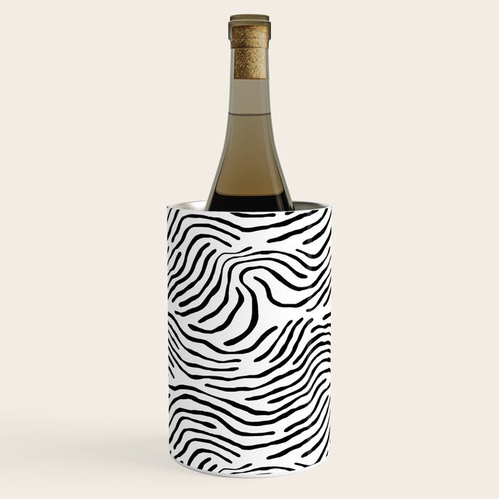 Black and white zebra stripe print art pattern Wine Chiller Gallery Image 3