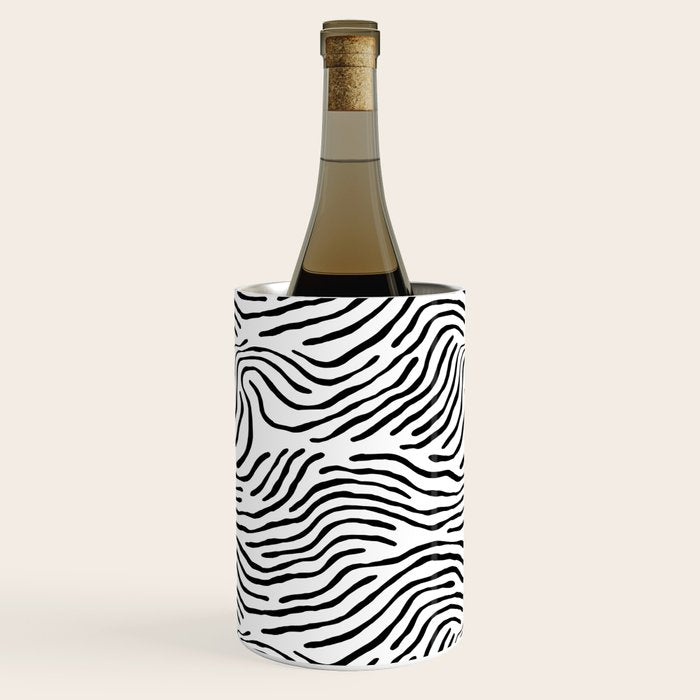 Black and white zebra stripe print art pattern Wine Chiller Gallery Image 1