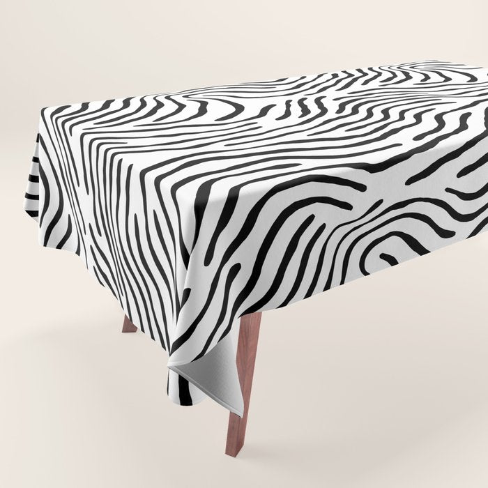 Black and white zebra stripe print art pattern Tablecloth Gallery Image 1