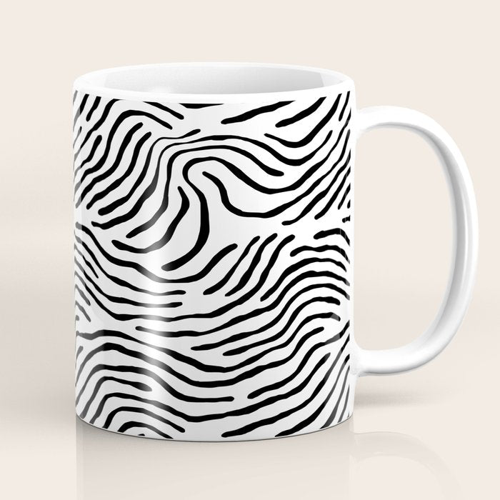 Black and white zebra stripe print art pattern Coffee Mug Gallery Image 1
