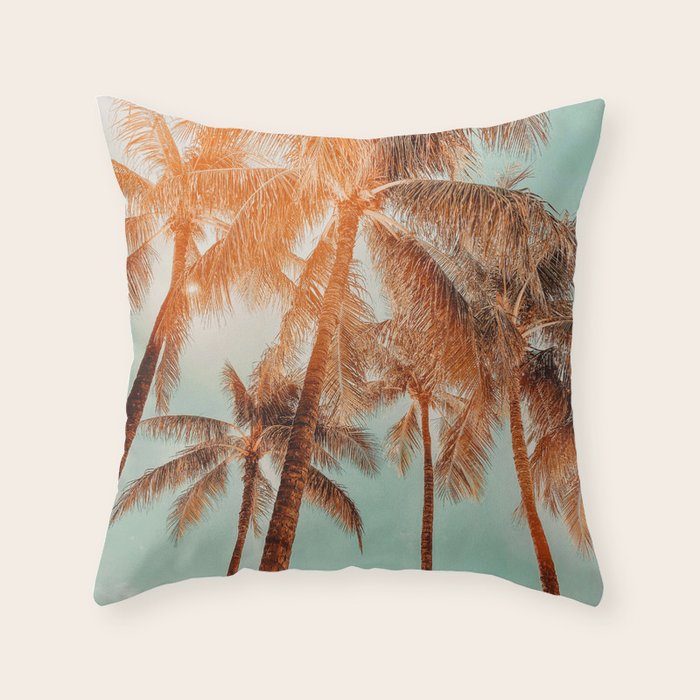 Surfrider palms - sundown Throw Pillow Gallery Image 1