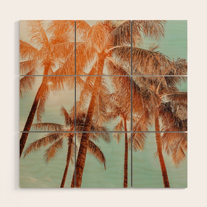 Surfrider palms - sundown Wood Wall Art Gallery Image 1