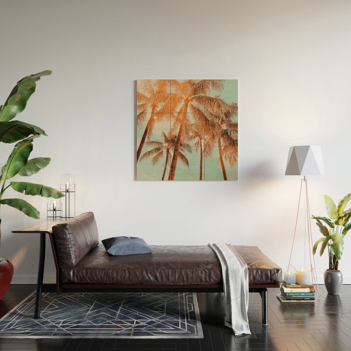 Surfrider palms - sundown Wood Wall Art Gallery Image 2