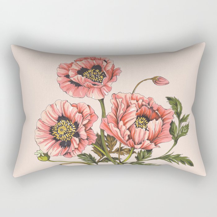 Pink Shirley Poppies  Rectangular Pillow Gallery Image 1