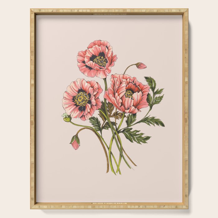 Pink Shirley Poppies  Serving Tray Gallery Image 1