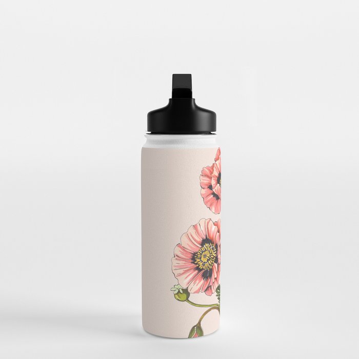 Pink Shirley Poppies  Water Bottle Gallery Image 3