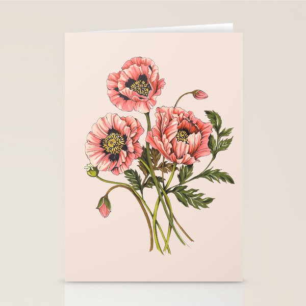Pink Shirley Poppies  Stationery Card Gallery Image 1