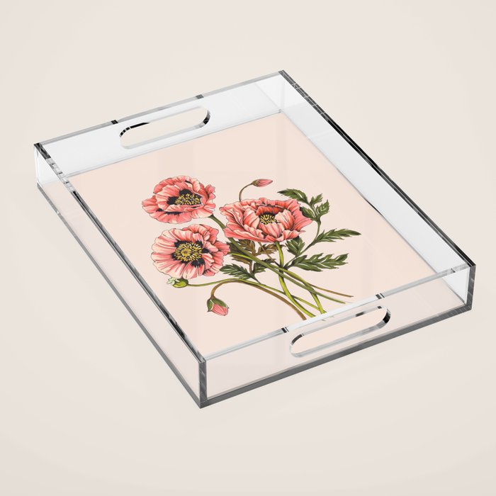 Pink Shirley Poppies  Acrylic Tray Gallery Image 1
