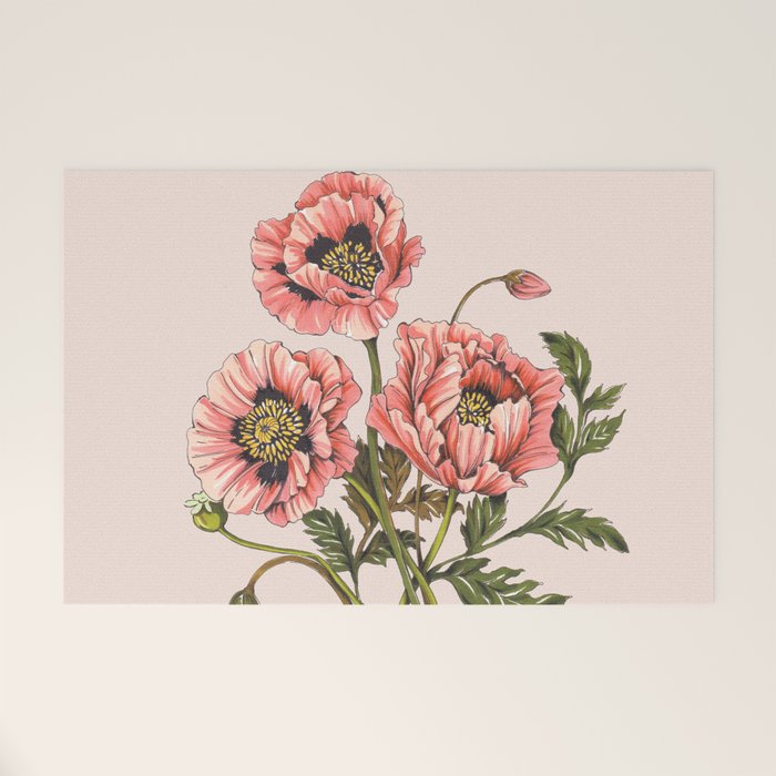 Pink Shirley Poppies  Welcome Mat Gallery Image 1