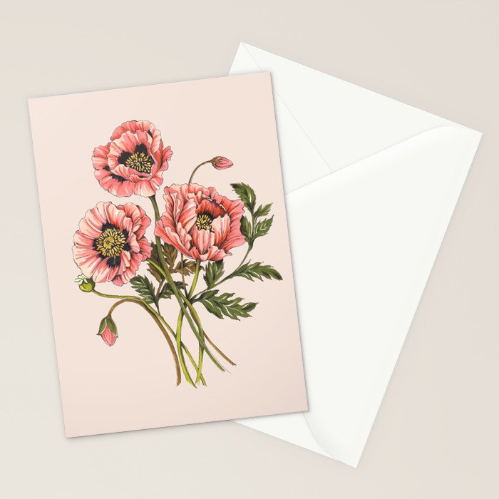 Pink Shirley Poppies  Stationery Card Gallery Image 2