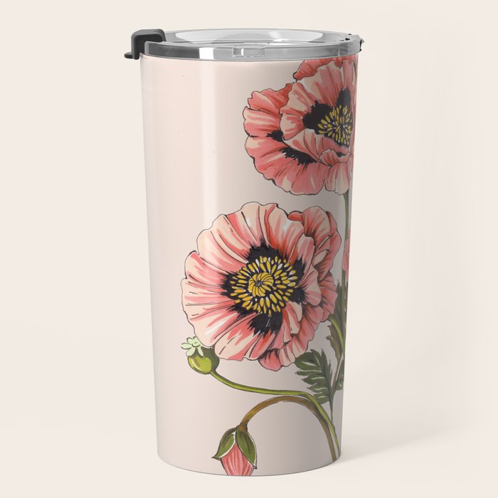 Pink Shirley Poppies  Travel Mug Gallery Image 3